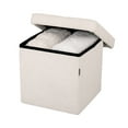 thumbnail image 6 of Seville Classics Cushioned Fabric Ottoman Hidden Storage Chest Footrest Chair for Bedroom, Dorm, Loft, Living Room, Entryway, Hallway, White Boucle, 15.7" Cube, 6 of 7