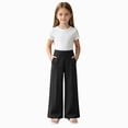 thumbnail image 3 of KPOPLK Girls High Waisted Uniform Pants Kids Wide Leg Dress Pants Casual Trousers with Pockets 3-14 Years Black Size 8-9 Years, 3 of 6