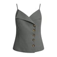 thumbnail image 4 of Tank Tops for Women Trendy Women's Sleeveless Cami Tops, V Neck Spaghetti Strap Camisole with Asymmetric Fold and Side Buttons Gray L, 4 of 7
