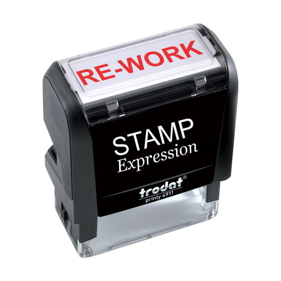 StampExpression - RE-Work Office Self Inking Rubber Stamp - Red Ink (A-5377)