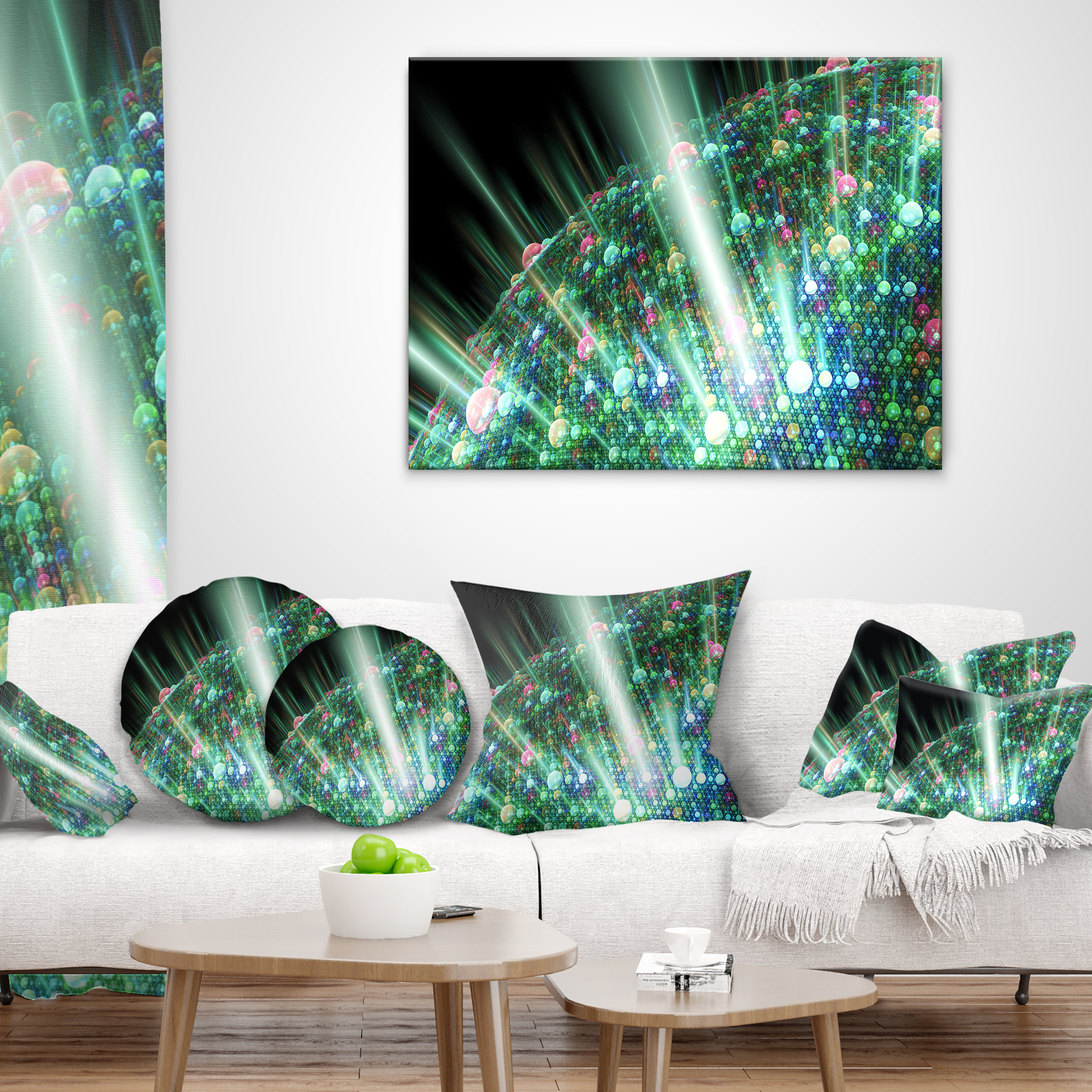 Designart Bright Blue Solar Bubbles Planet - Abstract Throw Pillow - 12x20
