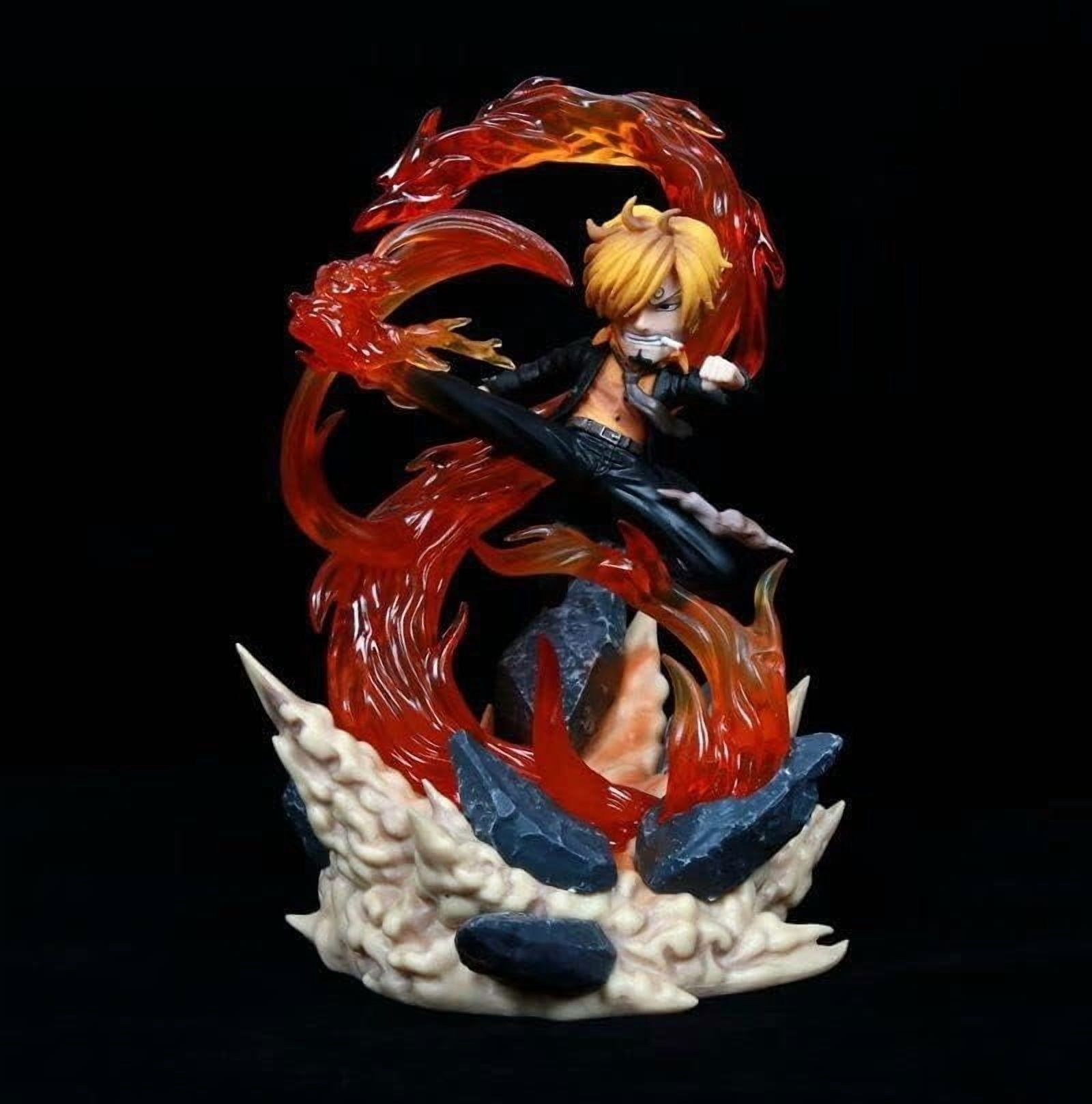 SD Figures, 22CM/8.7nch Glowing Sanji Anime Figure Statue Battle Sanji PVC Statue Figurine Anime Characters Sculpture Desktop Collections for Fans Gift