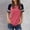 Hot Pink, variant on Pull-on Womens Summer Tops Crew Neck Short Sleeve Pink Minimalist T-Shirts Modern Patchwork Retro Vintage Tops Hot Pink,S