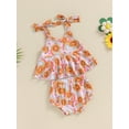 thumbnail image 4 of Musuos Baby Girls Summer Outfits 3 6 12 18 24Months Floral Print Bandage Straps A-line Hem Camisole and PP Shorts Set Cute Clothes, 4 of 9