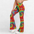 thumbnail image 2 of CHUMUD High Waist Workout Pants for Petite Women Boho Stretchy Floral Gym Flare Pants Tummy Control Yoga Pants Outdoor, 2 of 9