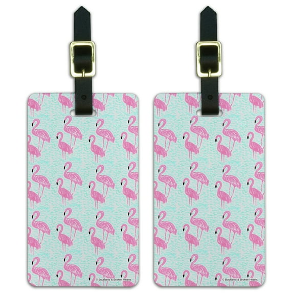 Flamingos and Waves Luggage ID Tags Suitcase Carry-On Cards - Set of 2