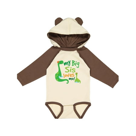 

Inktastic Big Sister Loves Me Boy Dinosaur Brother Gift Baby Boy Long Sleeve Bodysuit