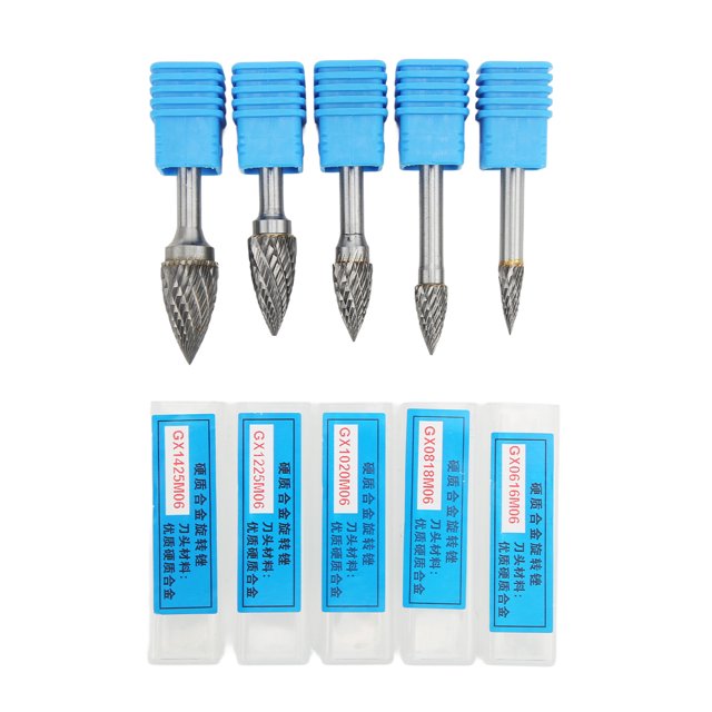 Double Cut Carbide Burr Set,5 Pcs Double Cut Carbide Burr Carbide Rotary File Professional Grade