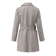thumbnail image 2 of Vestido Blazer Mujer Abrigo De Cuadros De Invierno Manga Larga Elegante Vestido De Traje Cruzado Vestido Blazer con Cinturón Slim Fit Escote En V Mini Vestido De Negocios con Botones, 2 of 8
