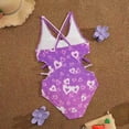 thumbnail image 4 of CAICJ98 Girls One Piece Swimsuits Cut Out Spaghetti Straps Bathing Suit for Girls Floral Beach Swimwear (Purple,11-12 Years), 4 of 7