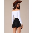 thumbnail image 4 of DARING DIVA Women's Faux Suede Asymmetrical A-Line Tie Waist Mini Skirts X-Small Black, 4 of 6