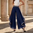 thumbnail image 2 of Womens Wide Leg Pants BWASD Elegant High Waist Chiffon Flowy Palazzo New 2026 Dress Trousers Breathable for Travel Vacation Beach Summer Fashion (Navy 3XL), 2 of 5