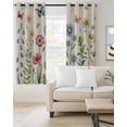 thumbnail image 2 of Spring Floral Blackout Curtains for Bedroom Living Room Darkening Curtains 84 Inch Length 2 Panels Set Pink Blue Flowers Butterfly Rustic Window Curtain Window Treatment Grommet Drapes 52"x84", 2 of 9