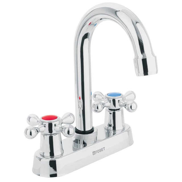 Mezcladora para lavabo, manerales cruceta,cuello bar,Basic Foset. 47682