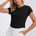 thumbnail image 6 of WRFWUL Womens Cross Back Cutout Short Sleeve T Shirt Stylish Open Back Workout Top Casual Gym Yoga Running Tee, 6 of 6