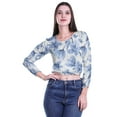 thumbnail image 4 of Moomaya Round Neck Crop Tops For Women Cotton Jersey Printed Blouses T Shirt, 4 of 5