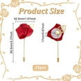 thumbnail image 2 of 24 PCS Groom Boutonniere Wedding Silk Rose 1.7inch Wide Dark Red Rose Corsages with Pin Rose Lapel Pin Boutonniere Satin Rose Boutonniere Flower for Men's Boutineer Suit Decoration, 2 of 6