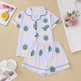 thumbnail image 5 of FASHOFT Cute Pajamas for Women Set Fruit Print 2 Piece Button Up Short Sleeve Pj Soft Lounge Valentines Day Sleepwear Light Purple L, 5 of 7