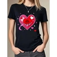 thumbnail image 1 of Valentine's Day Heart Print T-Shirt - Casual Crew Neck, Short Sleeve Top for Women | Breathable Outdoor Sports, All-season Tee For Adult, Men, Women, Teen, Teenager, Adolescent, Youth, 1 of 5