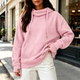 thumbnail image 2 of CAIVO Long Sleeve Hoodies For Women Casual Solid Color Pullover Hoodie With Thumb Hole High Neck Side Pockets Sweatshirt Tops Running Dailywear, 2 of 4
