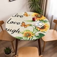 thumbnail image 5 of Yellow Sunflower Green Leaf Elastic Fitted Round Table Cover Vintage Butterfly Floral Waterproof Outdoor Tablecloth for Holiday Party, Picnic, Patio & Dining Fits Tables Up to 55"-60", 5 of 8