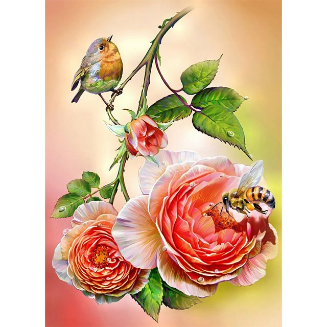 Taladro Diamond Painting (DB5090) 5D Round Full Picture Insect and Flower Kit (IH709) 50x70cm FLhrweasw Nuevo