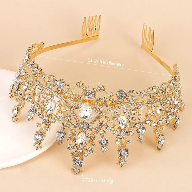 Vorkoi Tiara Crystal Crowns Princess Rhinestone Crown with  display picture 3