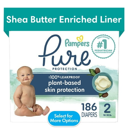 Pampers Pure Diapers Size 2, 186 Count (Select for More Options)