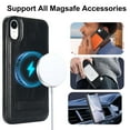 thumbnail image 3 of for iPhone XR PU Leather Back Case, Built-in Invisible Stand [Compatible with Magsafe] Protective Slim Kickstand Anti-fall Phone Cover Compatible with iPhone XR, Black, 3 of 8