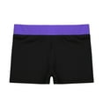 thumbnail image 3 of iEFiEL Girl's Stretchy Gymnastic Dance Shorts Kids Elastic Waistband Sports Cycling Running Shorts Purple&Black 10, 3 of 6