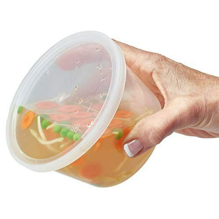 DuraHome Food Storage Containers with Lids 8oz 16oz 32oz Freezer Deli Cups Combo Pack 44 Sets BPA-Free Leakproof Round Clear Takeout