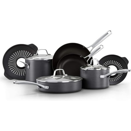 

WLJWLJ 10-Piece Pots and Pans Set Nonstick Kitchen Cookware with No-Boil Over Inserts and Stay-Cool Stainless Steel Handles Black
