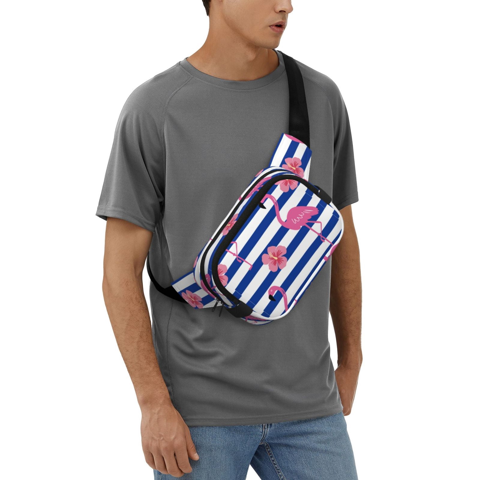 Picia Flamingo Print Square Double-Layer Waist Bag Mini Adjustable Waist Belt Bag Exercise Running Travel Hiking