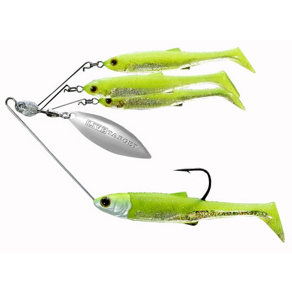 Live Target Baitball Spinner Rig, 3/8 Oz, Chartreuse/Silver - MNSR11MD857