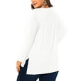 thumbnail image 2 of Amoretu T-Shirts à Manches Longues pour Femmes à Col en V Décontractés T-Shirts Grande Taille T-Shirt (Blanc 4X), 2 of 7