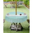thumbnail image 4 of nqOlkjepod Turquoise Ocean Outdoor Tablecloth with Umbrella Hole & Zipper, Summer Beach Coastal Horizon Scenery Round Table Cover 60 Inch, Dining Waterproof Table Cloth Protector for Patio/Party, 4 of 7