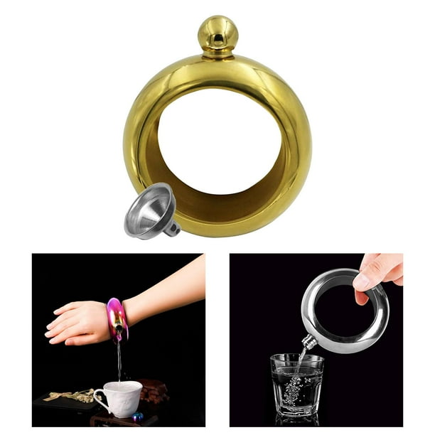 de brazalete de portátil de bebida de vino Contenedor de para hombres Mujeres Regalo dorado Macarena Matraz de pulsera de acero inoxidable