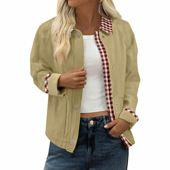 Casual Jackets for Women 2025 Long Sleeve Zipper Classic Outwear Bomber Coats Button Up with Pockets Green S
