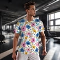 thumbnail image 3 of Wukai Rose Flowers Print Men's Short-Sleeved Mesh T-Shirt,Quick-Dry Short Sleeve Workout T-Shirt-Medium, 3 of 8