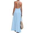 thumbnail image 3 of Women's Sleeveless Pockets Maxi Strappy Neck Flowy Loose Long Sundress Dress for Casual Beach Light Blue M, 3 of 7