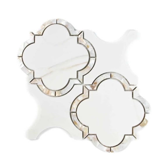 The Tile Life Delphi Pearl 12" x 12" Calacatta Satin Glass Mosaic Wall Tile, 1 Sheet