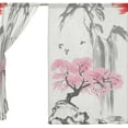 thumbnail image 3 of Coolnut 2PCS Oriental Cherry Tree Landscape Sheer Gauze Door Curtains, 78"x55" Window Curtain Drapes for Living Room Kids Bedroom Window Treatment, 3 of 4