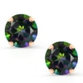 thumbnail image 2 of Gem Stone King 2.00 Ct Round 6mm Green Mystic Topaz 10K Rose Gold Stud Earrings for Women Men, 2 of 4