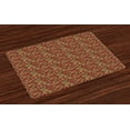 thumbnail image 1 of Ambesonne Ethnic Place Mats Set of 4, Doodle Swirls Floral, Standard Size, Dark Coral Green Beige, 1 of 4