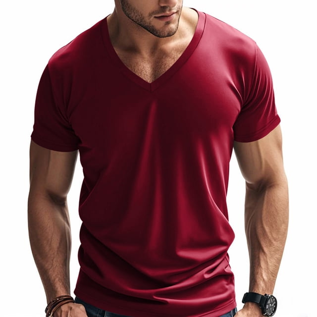 Styesk T-Shirts pour Homme Mode Décontractée Ample Ventilé Exercice Col en V Manches Courtes