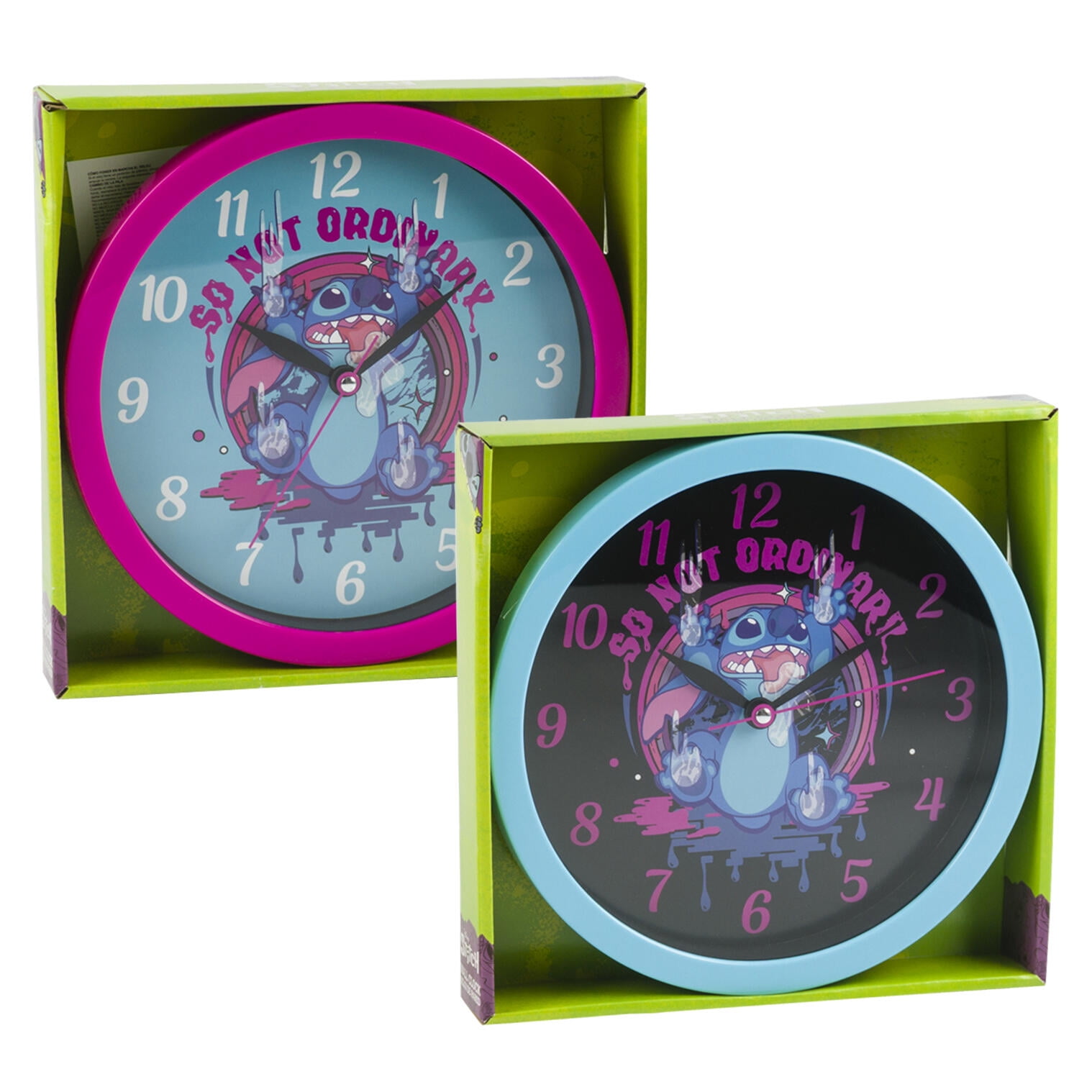 1 Piece Lilo and Stitch Wall Clock- 10- 2 Assortments, ship 1 piece randomly, Pink or Blue
