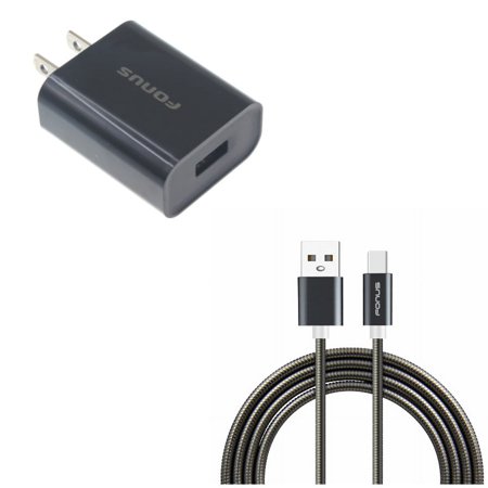 Type-C 3ft Metal USB Cable w USB 18W Quick Home Charger A4J for Samsung Galaxy Tab Active Pro S3 9.7 S6 10.5 S5e 10.5 S4 10.5 S8 active A 10.1 (2019) S9 Plus S10e S10 Plus 5G Note 9 8 10 Plus