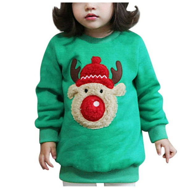 Gibobby Blusas Para Niñases Suéter de manga larga para bebé pequeño, camisas, blusa con estampado de de manga larga de Navidad, sudadera y cálida (Verde, 18-24 Meses)