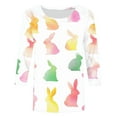 thumbnail image 4 of Cavosen Happy Easter Women's 3/4 Sleeve Tops and Blouses Summer Cute Bunny Print Pullover Shirts Crewneck Holiday Blouse Vacation Festival T Shirts Loose Dressy Trendy Tees M, 4 of 5