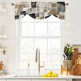 thumbnail image 4 of Tie Up Valances for Windows, Brown Black Geometric Adjustable Valance Curtains Window Treatment for Living Room, Abstract Art Color Block Painting Rod Pocket Kitchen Curtains & Drapes 42x12 Inch, 4 of 9